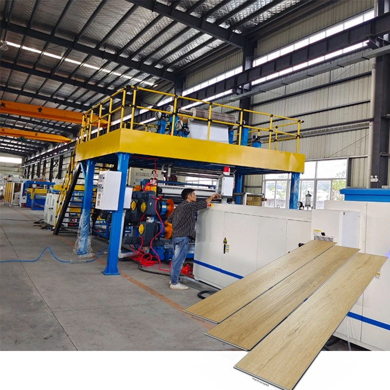 Complet en plastique PVC Ligne de production de stratification de la machine pour les planches de revêtement de sol SPC