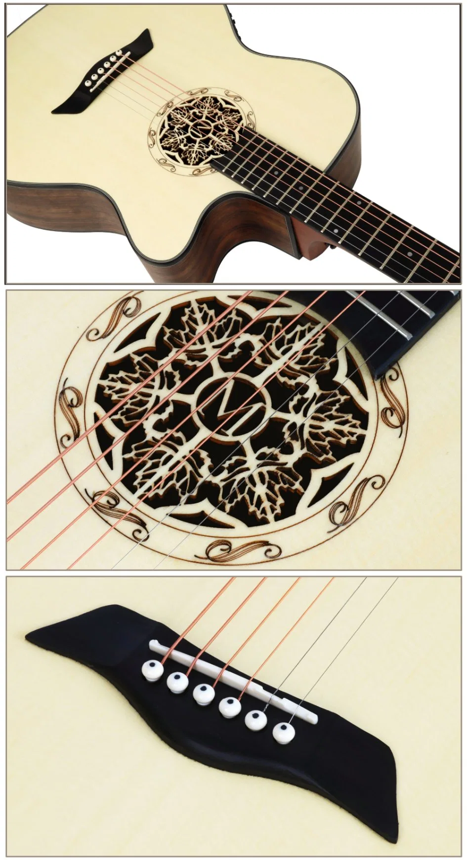 Smiger Beliebte Gravierte Sound Hole Design Elektrische Akustische Gitarre