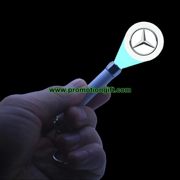 LED Logo Keychain Projection Flashlight