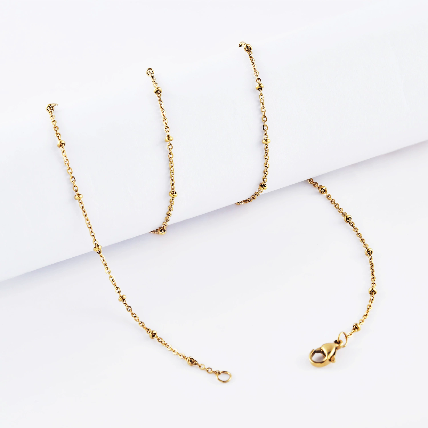 Fashion Jewelry Imitation Gold Plated Rose Gold Stainless Steel Anklet Bracelet Jewellery Making Chain Necklace