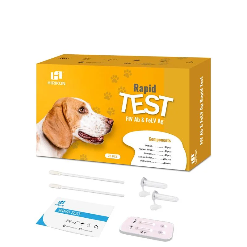 Hirikon Colloidal Gold Combined Rapid Test for Fiv Antibody Felv Antigen in Pet Blood