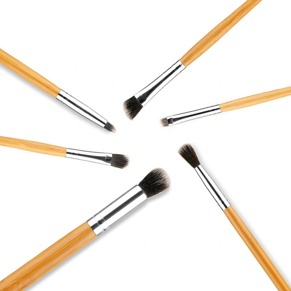 Mayorista/Proveedor de fábrica de herramientas de belleza 6pzas Asa Bambú Set de Maquillaje de Labios Eyeshadow Brush Pincel corrector