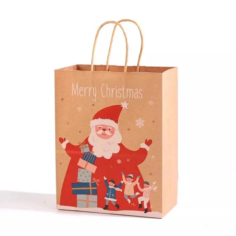 Christmas Snack Clothing Present Packaging Box Merry Christmas Paper Gift Bags Kraft Paper Bags