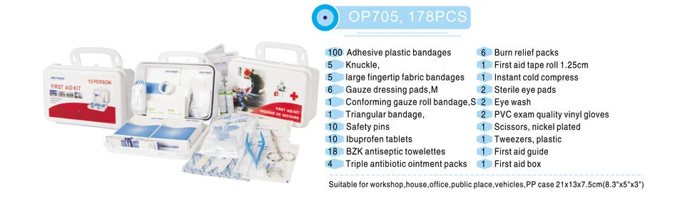 Customized Medical Supplies 2023 Custom Logo Office Plastic Emergency Kit Approve OEM Promotional First Aid Kit Box