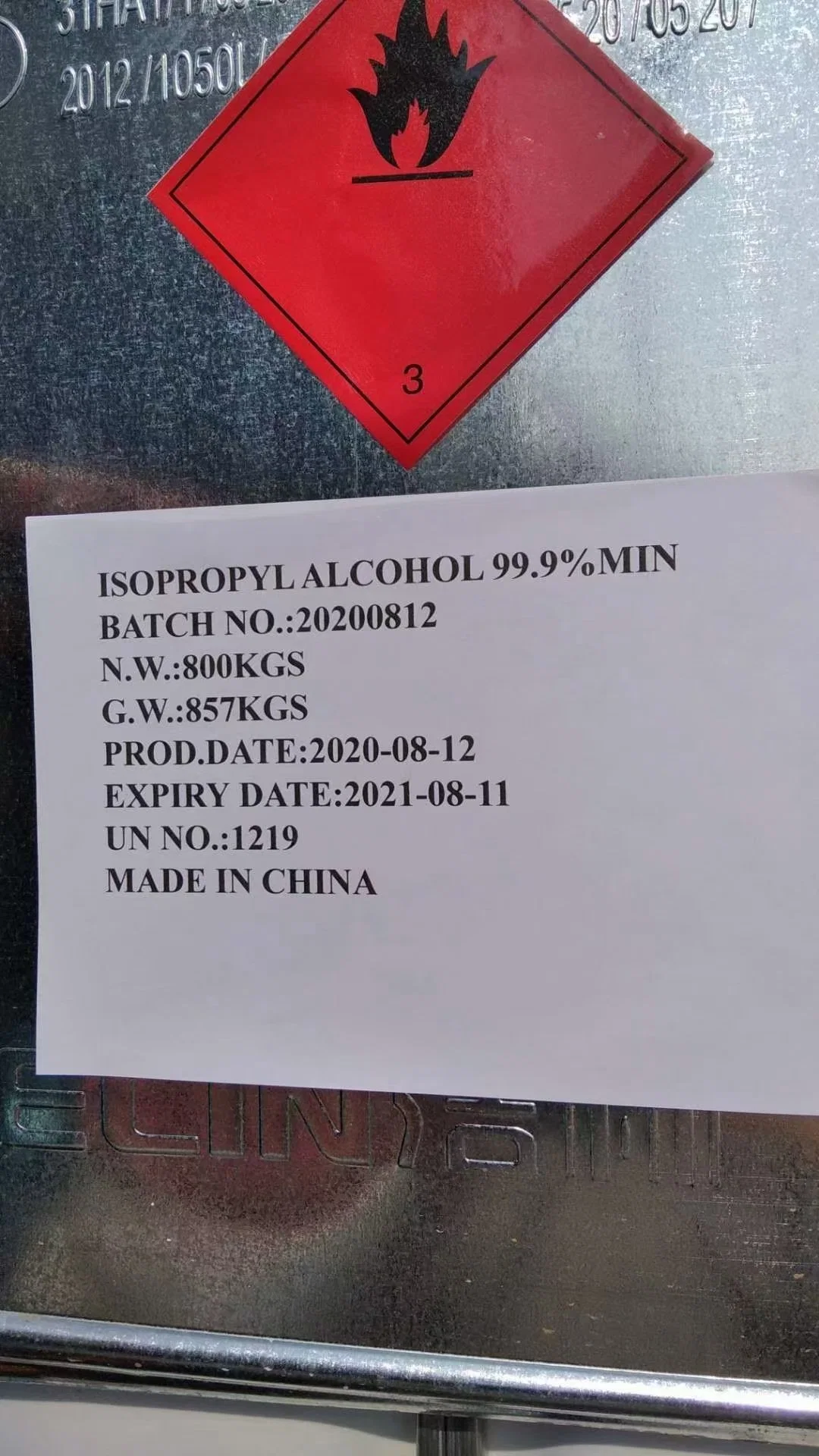 Un 99,9% de alcohol isopropílico CAS 67-63-0 Química ártico