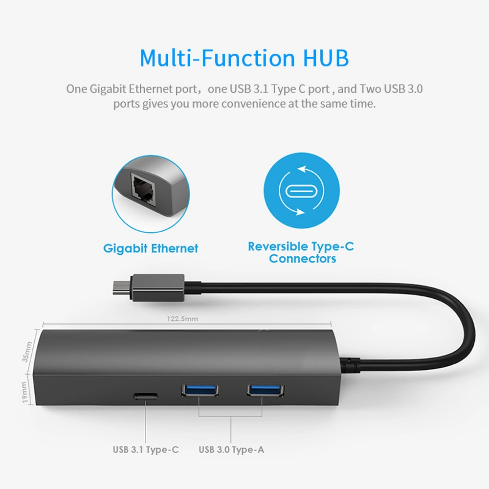 Uh3031GC1 Superspeed USB-C порт ступицы с 4 портами Gigabit Ethernet