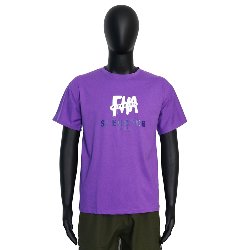 The Casual Fashion Purple Printed T-Shirt Is Made of Pure Cotton Fabric