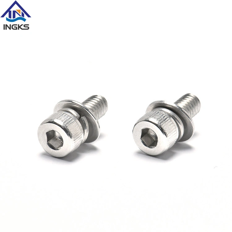 Assembled Hex Socket Knurled Cheese Head Screws with Flat Washer and Spring Washer Screw Set