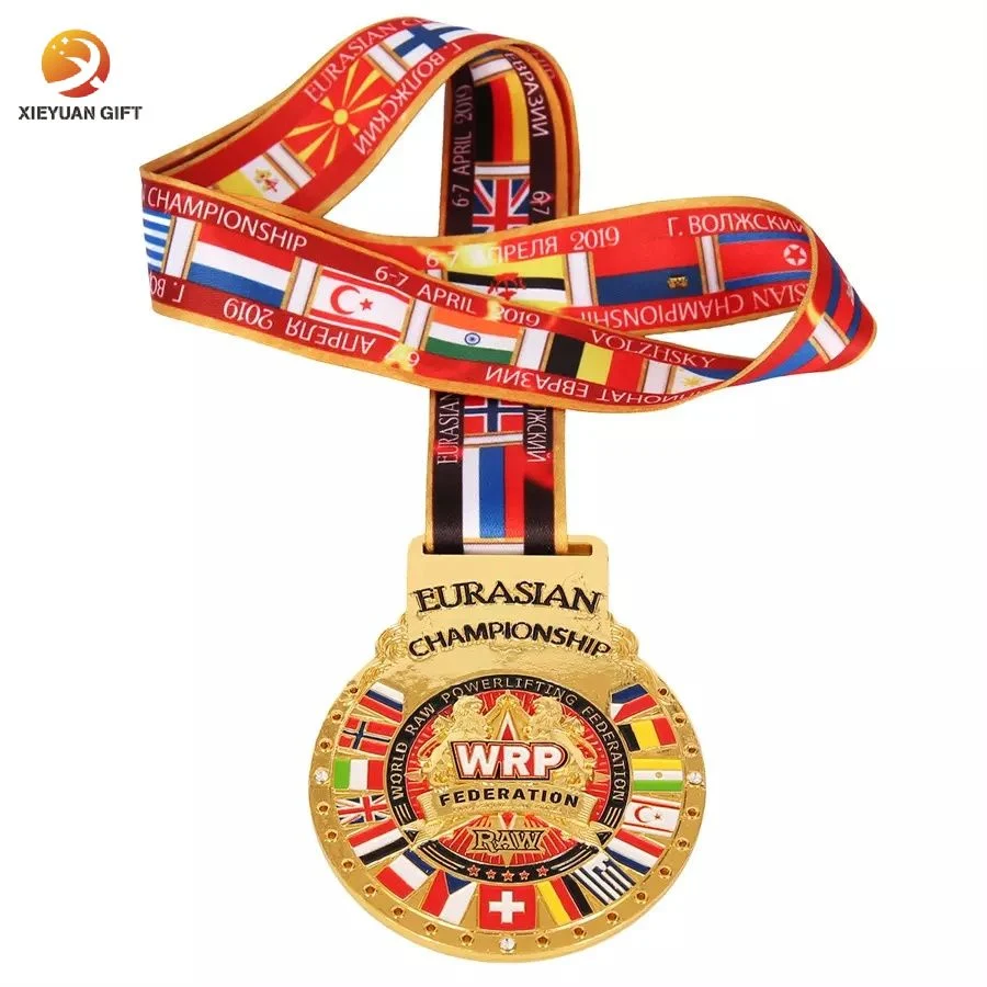 شعار مخصص شريط جائزة المعدن الفارغ تصميم أزياء لون المينا ميدالية رياضية لكرة القدم Marathon Basketball Medals