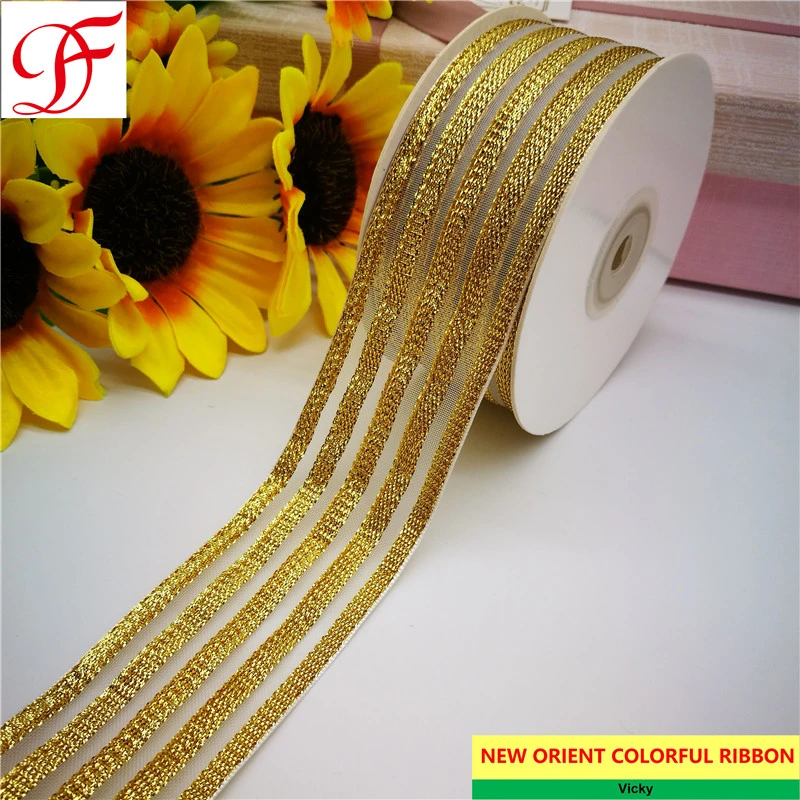 Xmas Ribbon with Color Woven Yarns Double/Single Face Satin Grosgrain Gingham Taffeta Sheer Organza Hemp Ribbon for Seasons Festival