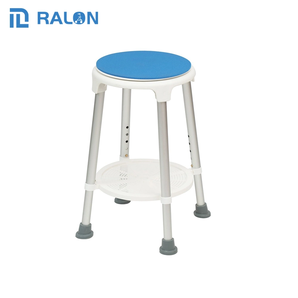 Handicap Bathroom Stool Adjustable Swivel Shower Stool Seat with Anti-Slip Rubber