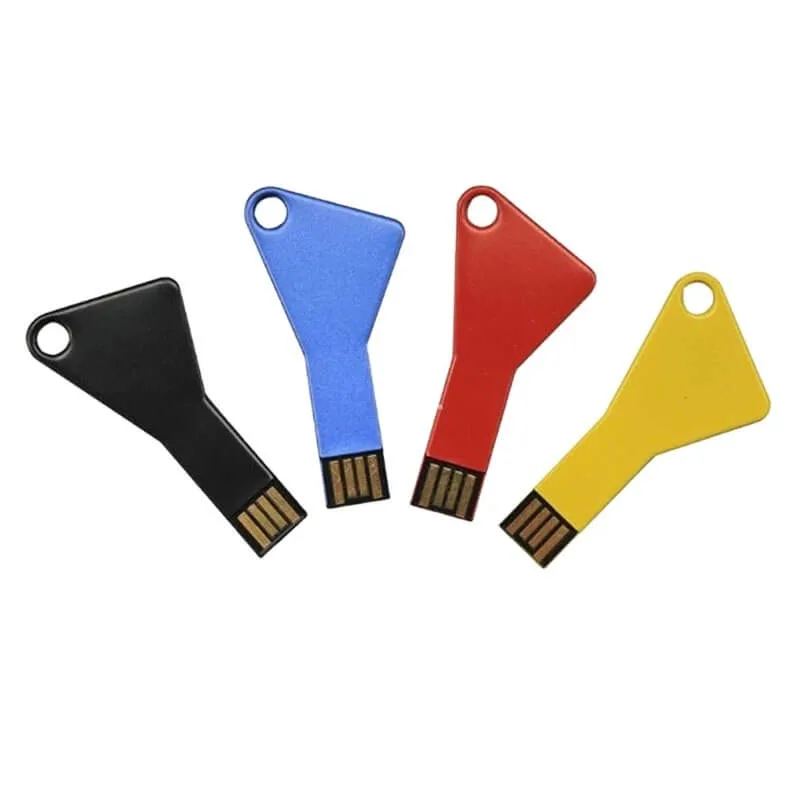 Colorful Metal Key-Shaped USB Stick Memory USB 2.0 Logo Customized Available