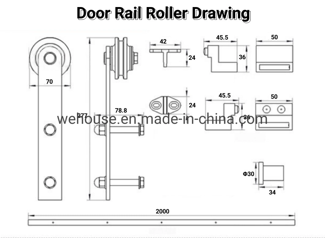 Venda por grosso Porta via deslizando Serviço Pesado portões de garagem do Rolete do Trilho Guia da Porta de laminagem de kit