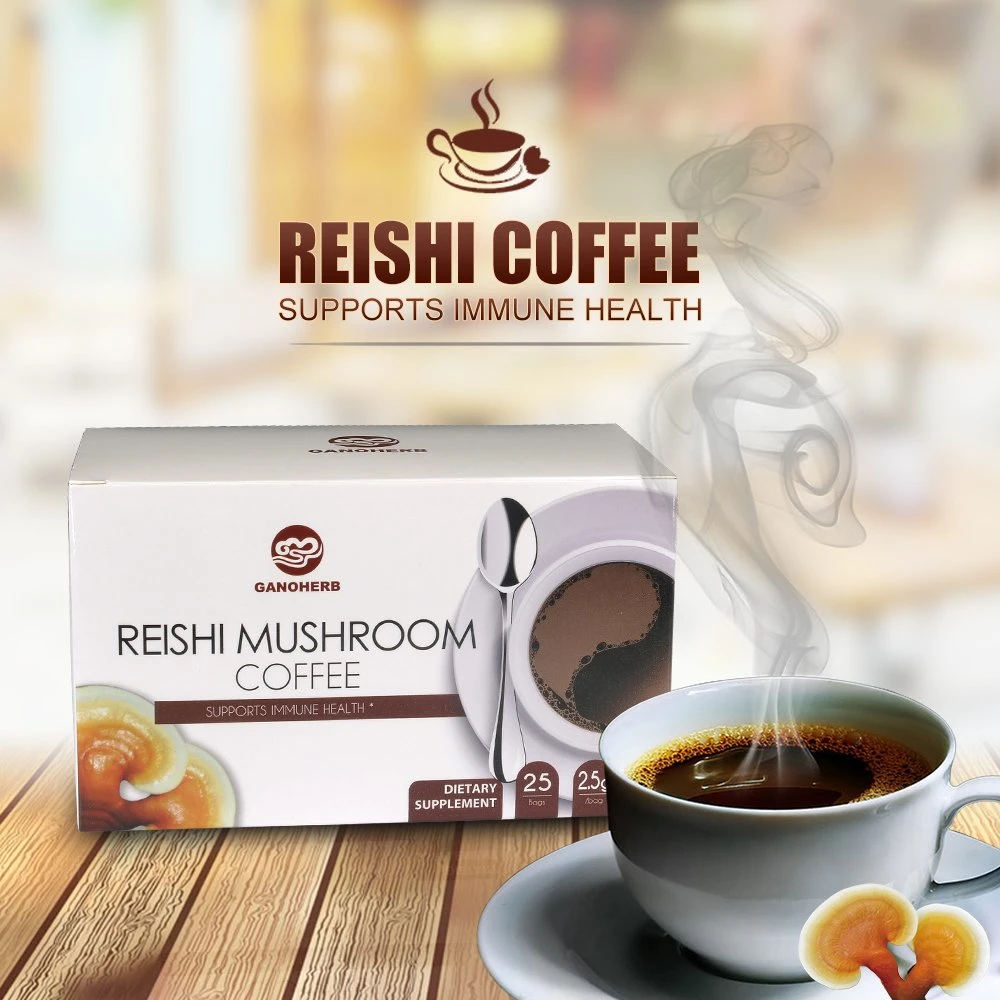 Orgánicos Mayorista/Proveedor Ganoderma lucidum Reishi Mushroom instantánea café negro Lingzhi