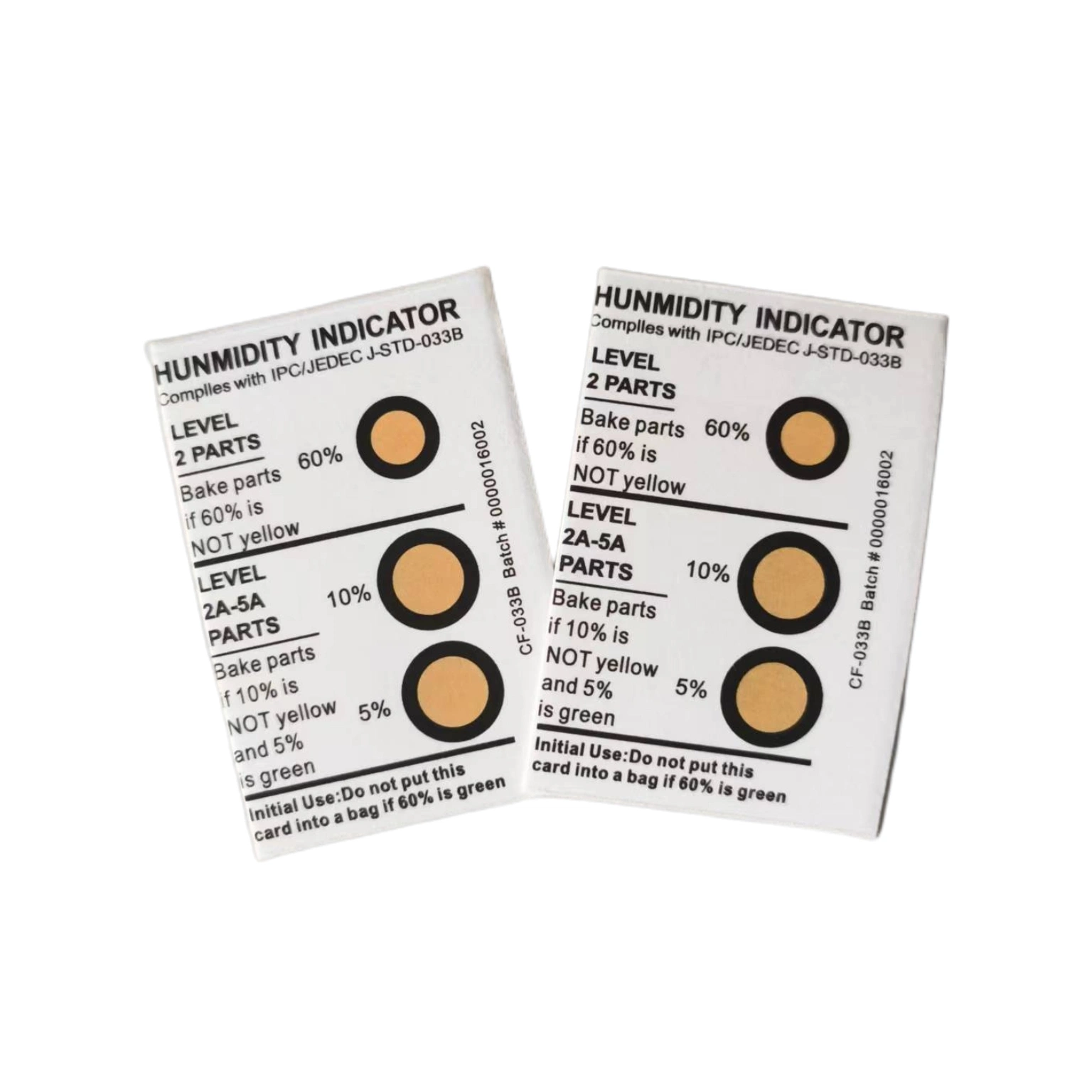 3-Dot 6 Dot Indicateur d'humidité (cobalt libre de la carte HIC) pour les semiconducteurs