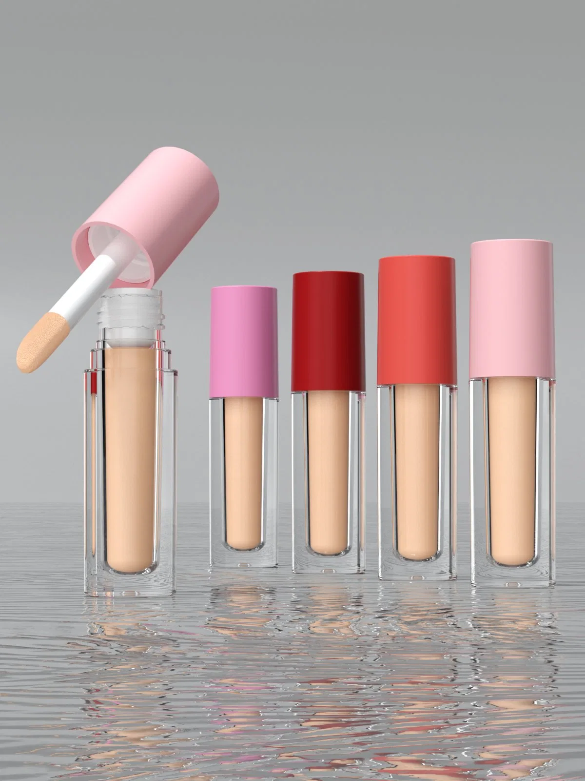 PA-2183 Luxury Transparent Makeup Beauty Bottle Golden Lid Cosmetics Plastic Packaging Concealer Tube Liquid Powder Blusher with Blush Lip Gloss Tube