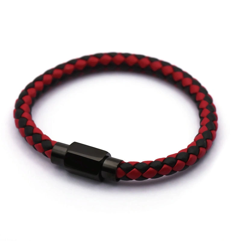 3/4/5/6mm de acero inoxidable de la cuerda tejida de Cuero Cierre imán bricolaje Joyería Pulsera hebilla