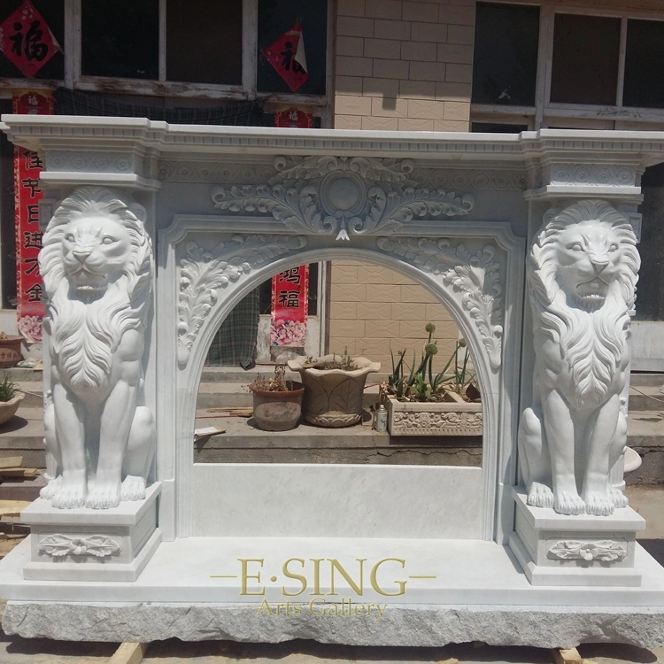 High-Quality Hand Carved Decorative Indoor Natural Stone Marble Fireplace