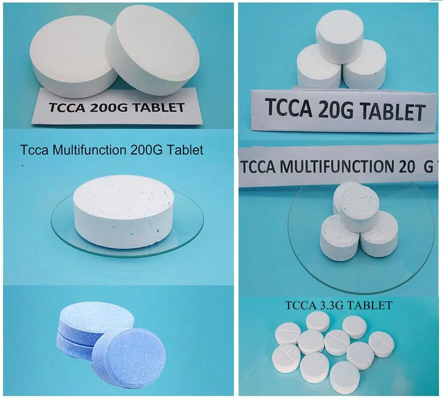 Trichloroisocyanuric Acid TCCA 20g, 150g, 200g, Tablet in Pocket, Tube, in Box, 5, 10, 20, 25, 50 Plastic Drum