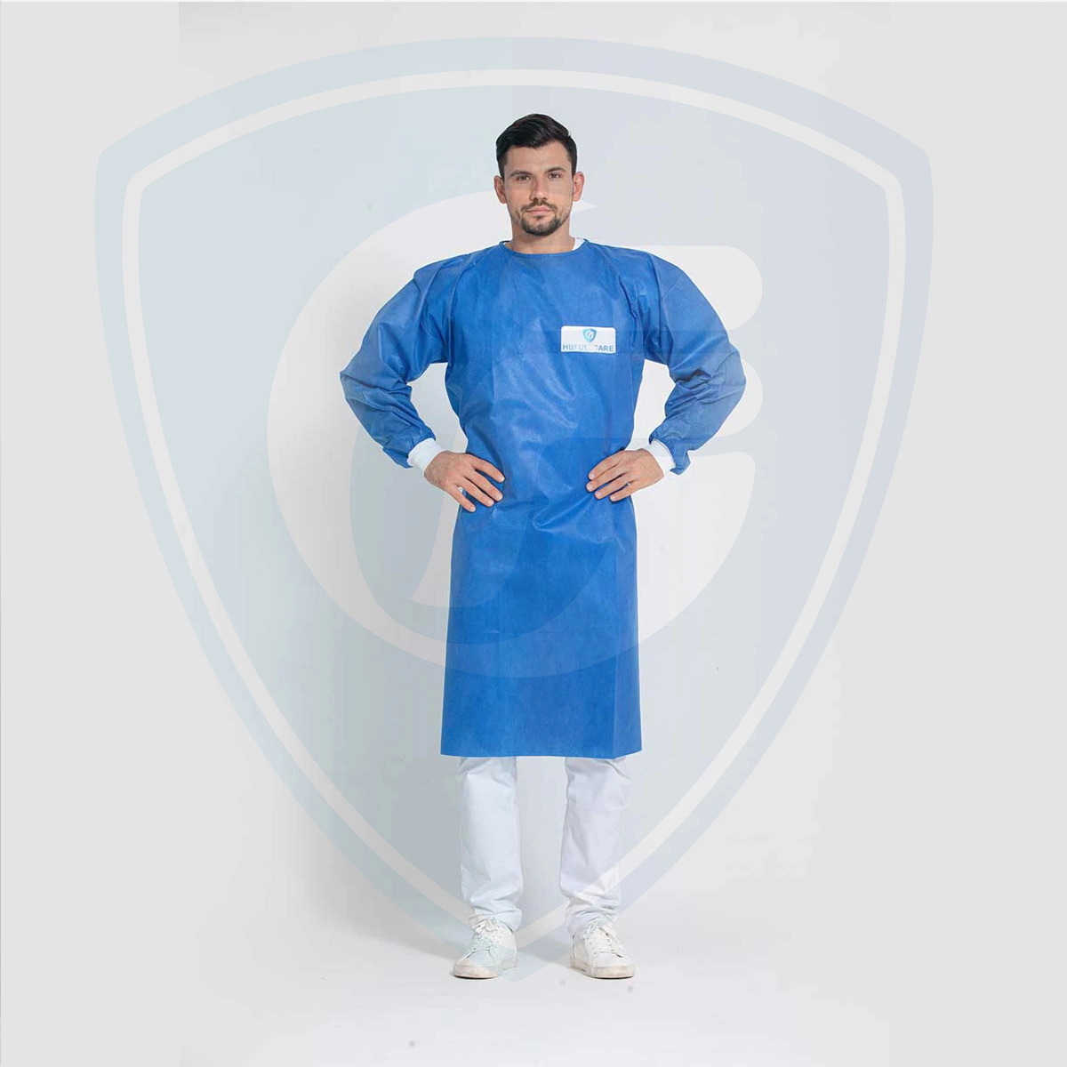 Одноразовые синий SMS/Non-Woven хирургических/изоляция платье вязаные манжеты стерильным водонепроницаемый больницы операционной медицинской питания