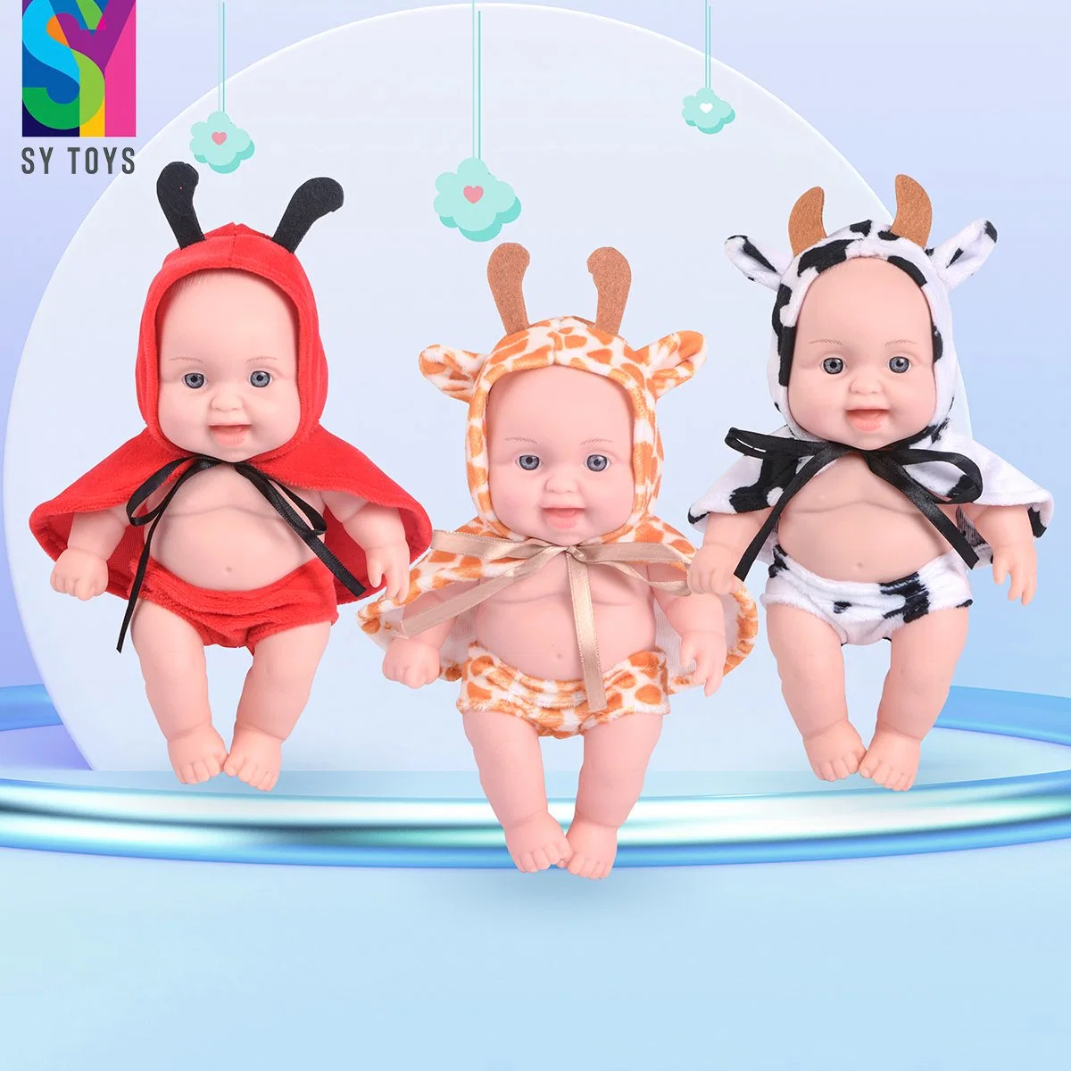 Sy 8 Inch Cute Baby Doll Reborn Baby Realistic Children Fashion Mixed Lifelike Vinyl Baby Dolls Toy Set