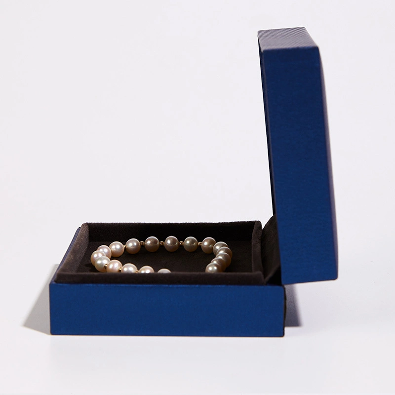 Custom Printed Logo Navy Blue Cardboard Paper Bracelet Necklace Jewelry Boxes Packaging