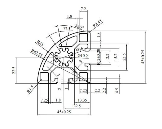 Mk-10-4545r 45X45r Industrial Automation Equipment Frame Material European Standard Assembly Line Fan-Shaped Corner Aluminum Profile