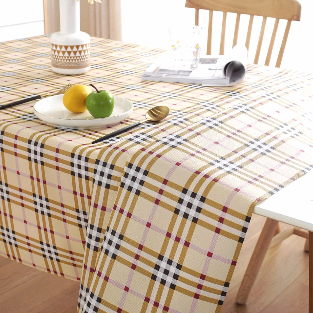 Picnic Printing Check PVC Flannel Elastic Bench Cover Waterproof Tablecloth