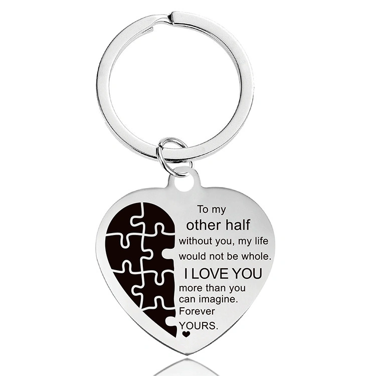 Heart Shape Stainless Steel Hollow out Keychain Mother and Daughter Keyring Gift for Family Keychain