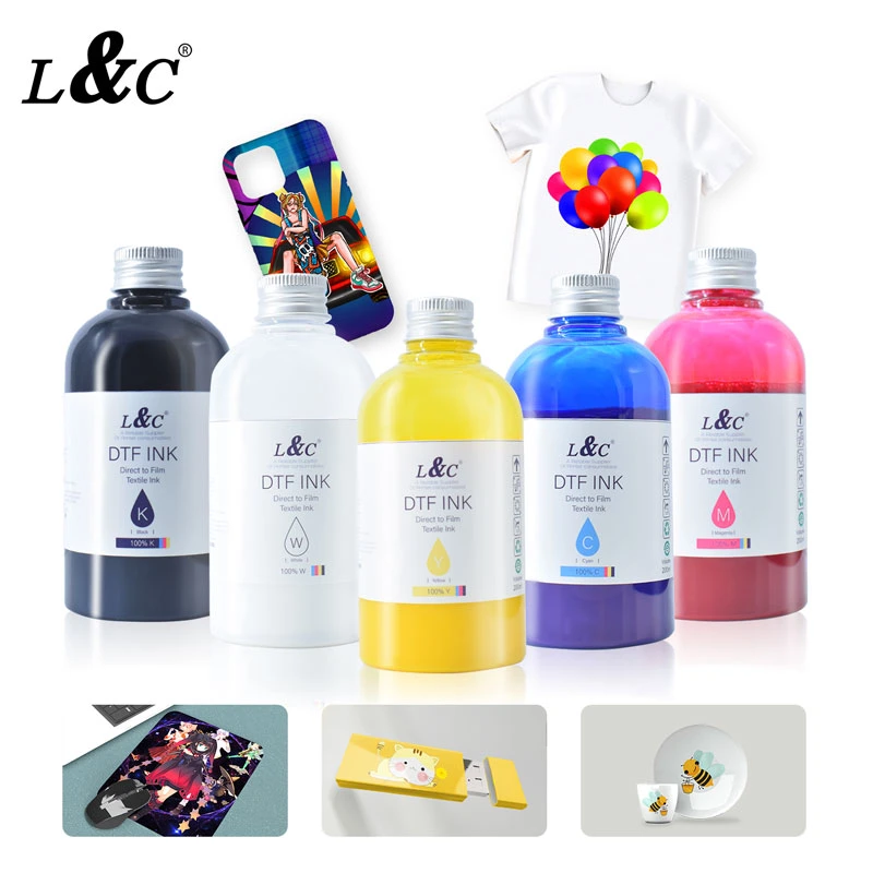 L&C Textile Dtf Printing Ink Dtf Bulk Pigment Ink Dtf White Ink for Epson Printer L1800, L805, 1390, 3200, Dx5, Dx6, R3000