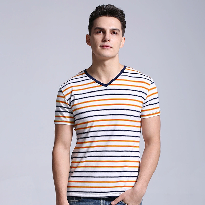 Guangzhou Factory Wholesale Short Sleeve Blank Custom Stripe Bulk Mens T-Shirts