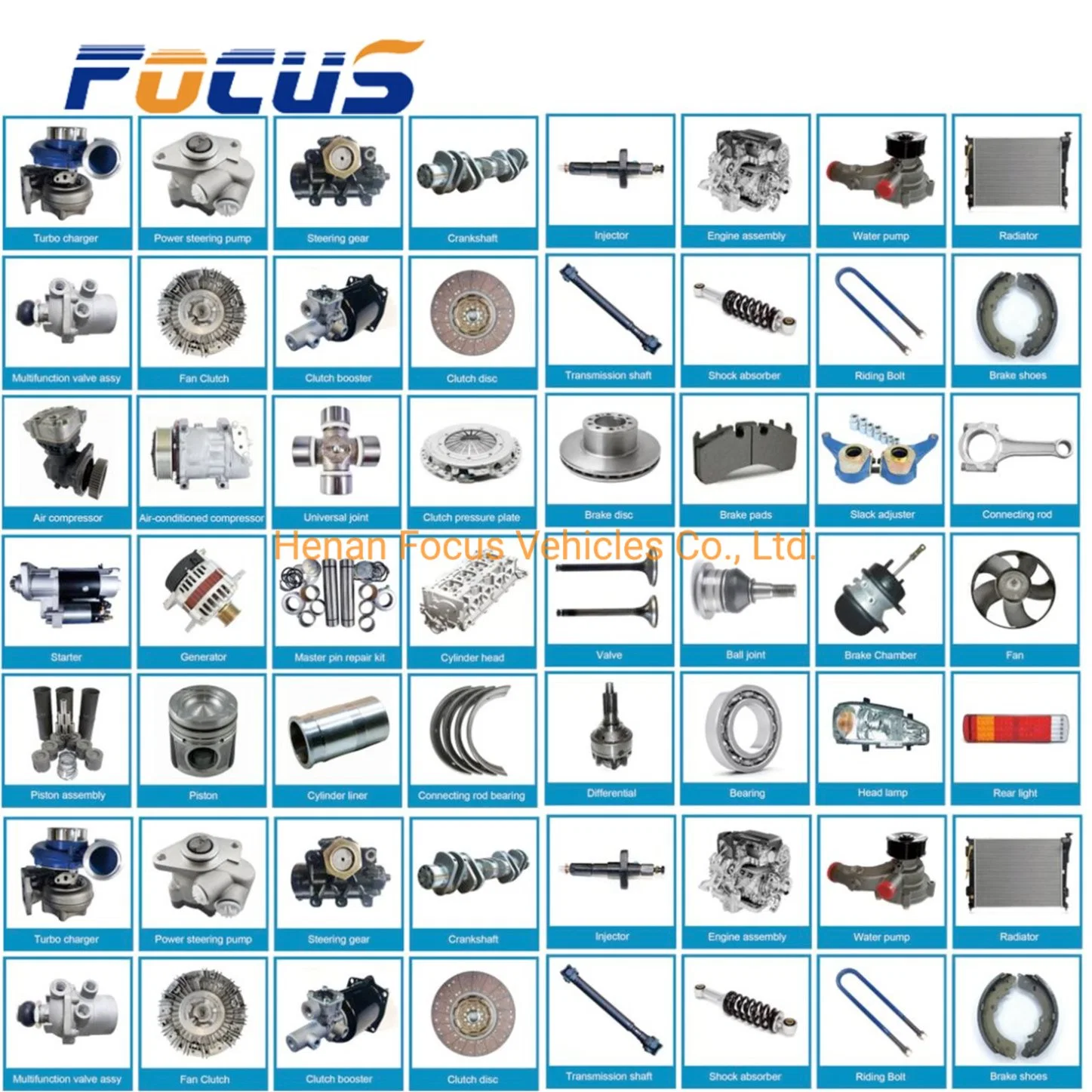 Foton Auman HOWO FAW Shacman Dongfeng Cummins Motor Weichai Carretilla piezas de repuesto