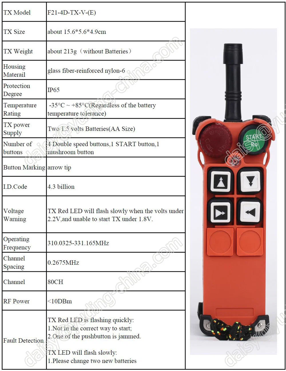 Telecrane de haute qualité treuil électrique Télécommande Radio F21-4D