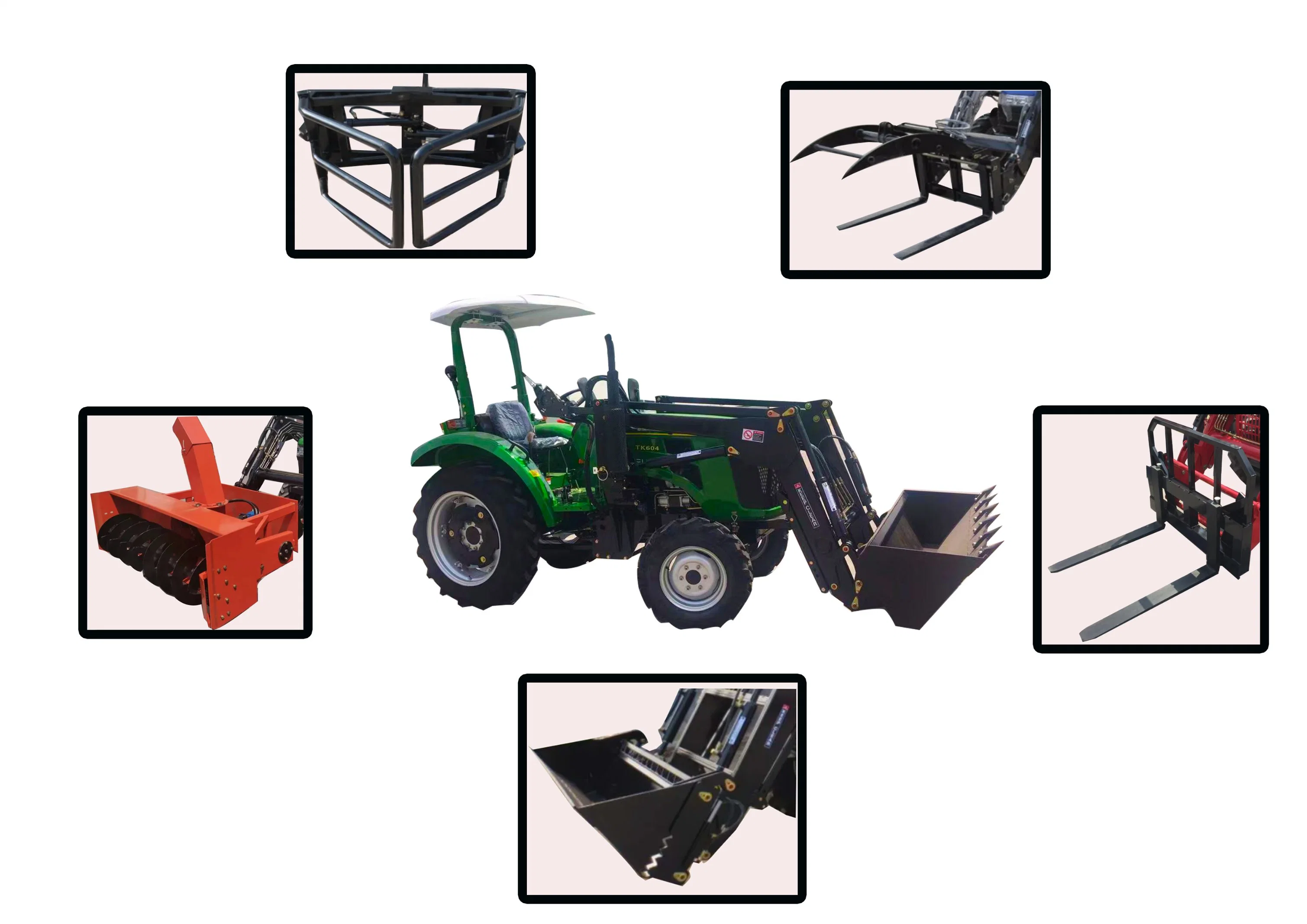 Radtraktor der Serie CE TZ-11, 4, Mini 1, 4 Front End Loader kann mit Dozer Blade Gabelstapler Schneefräse Bagger Bagger