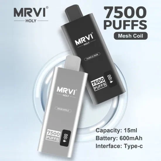 Mrvi Holy 7500 Puff écran d'affichage Zbood OEM ODM Vérifiez 0 %/2 %/5 % Vope jetable Jodk 11K Kulx Zigarette préférée