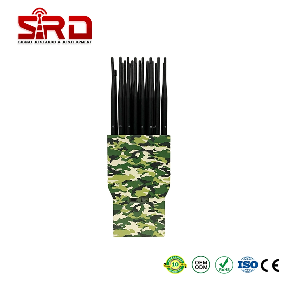 Handheld 4G 5g GPS Tracking VHF UHF 21 Channels Mobile Phone Blocker Indoor Use Signal Jammer