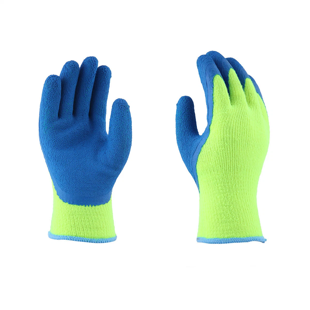 Hot Selling Hi-Vis Winter Warm Acrylic Liner 3/4 Dipped Crinkle Latex Coated Safety Work Protective Working Glove with CE OEM ODM