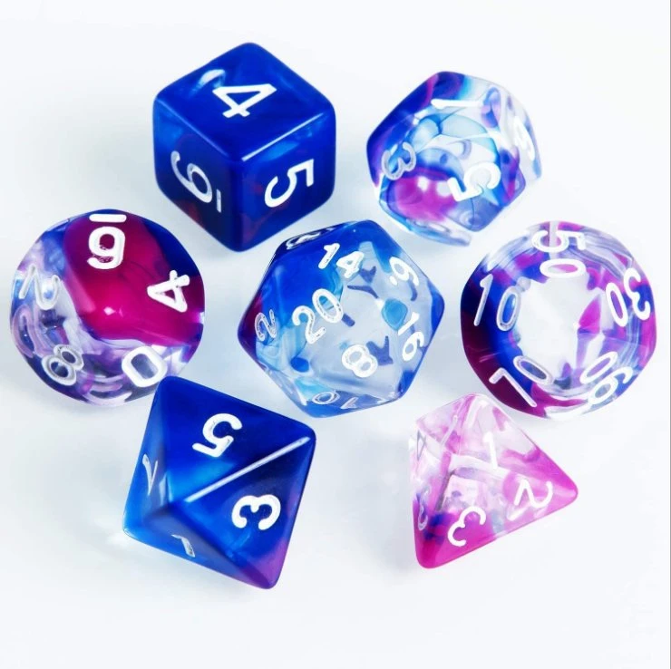 Chiese Manufacturer Wholesale/Supplier Multi-Color Polyhedral Transparent Plastic Dice Sets