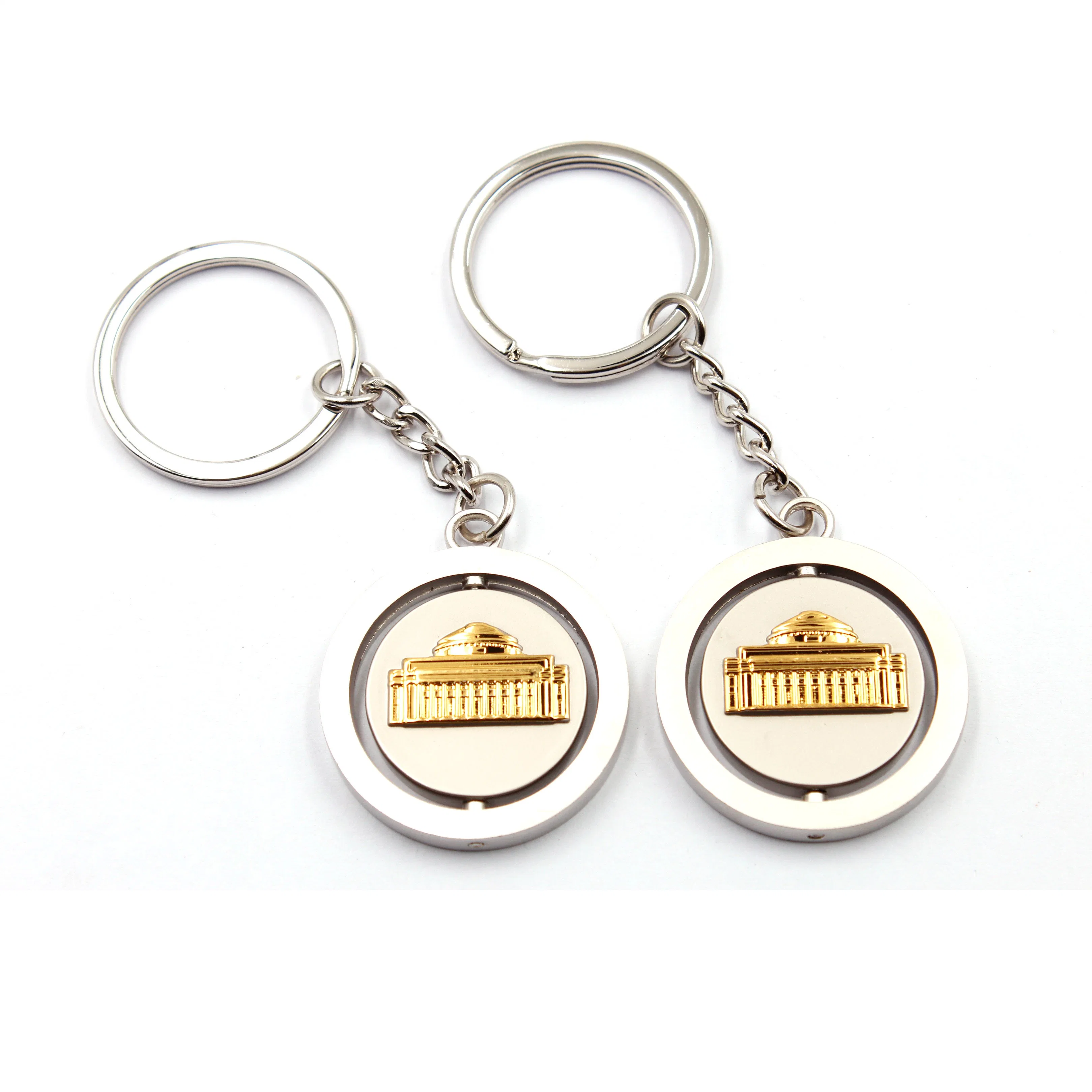 Custom Double Side Rotate Keychain Promotional 360 Degree Rotate Souvenir Keychain 360 Degree Rotating Spinning Metal Keychain