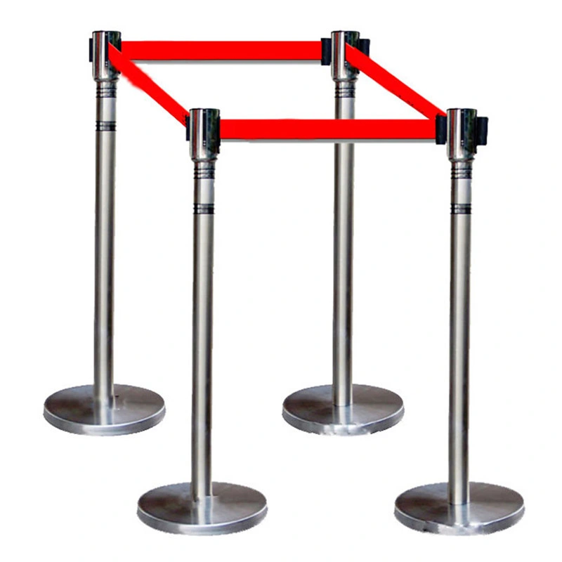 Stainless Steel Retractable Belt Stanchion Queue Pole Post Stand, Guard Rail, Subway Station Stand Barrier for Sale