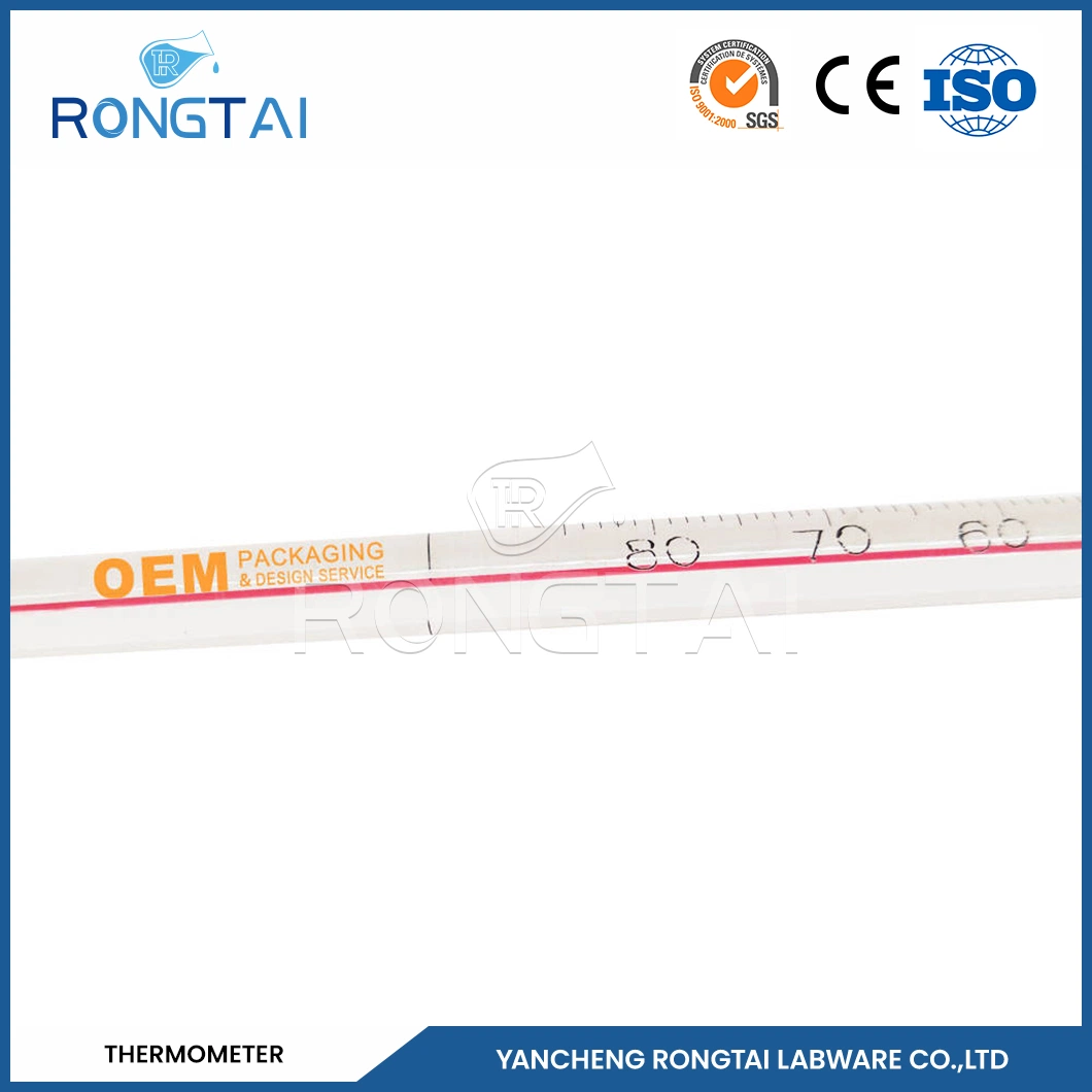 Rongtai Lab vidrio vidrio Fabricantes Termómetro de laboratorio China Alta precisión Termómetro de mercurio