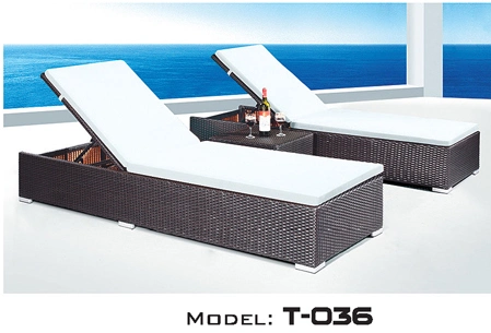 Outdoor Furniture Poolside Wicker Sun Bed PE Rattan Day Bed