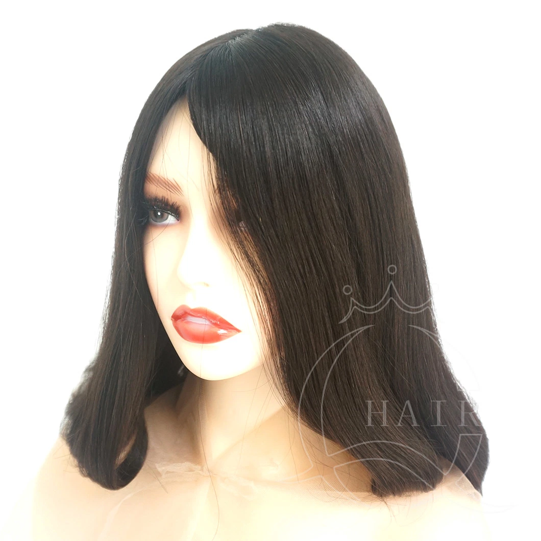 A18 polegadas Natural Color Wig Human Hair Wig densidade média Standard 4X4 Jewish Wigs Sheitel Israel Wigs Custom Wigs Fábrica Brasileira cabelo humano