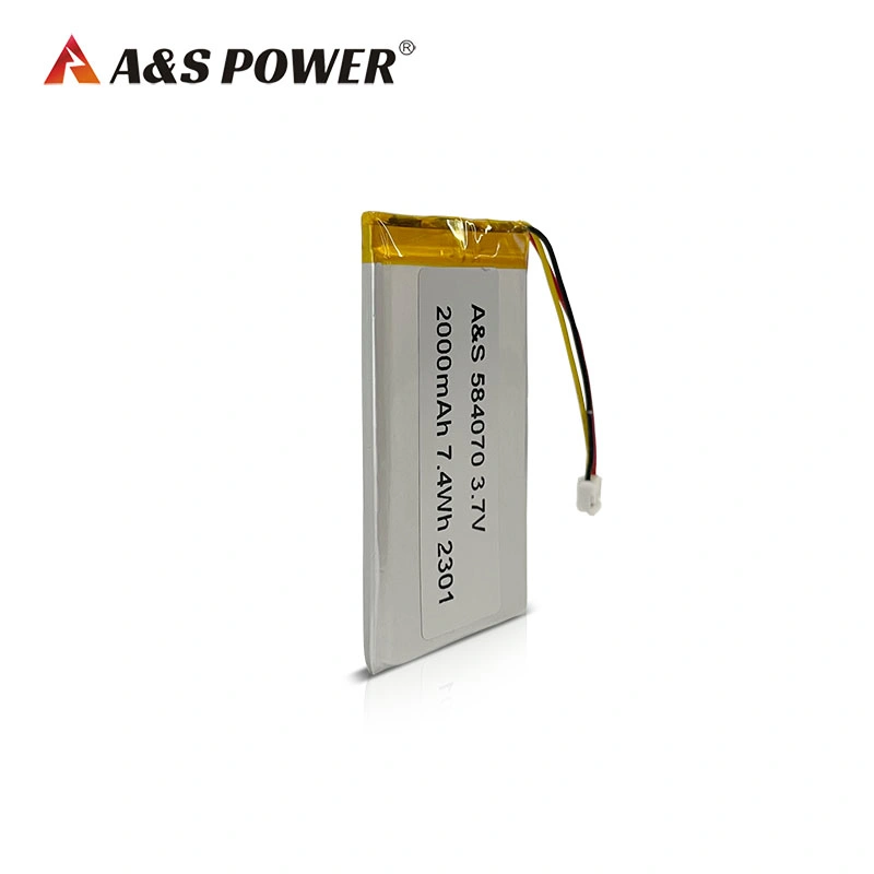 China Manufacturer Wholesale/Supplier Price UL2054/IEC62133/CB/Kc/PSE/CE/Un38.3 Li-Polymer 2000mAh Lipo Battery 584070 3.7V Battery Pack with PCB 3pin Ntc Connector