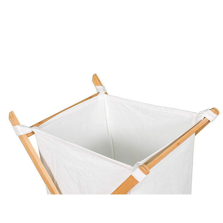 Foldable Cotton Bamboo X-Shaped Washable Cloth Laundry Basket