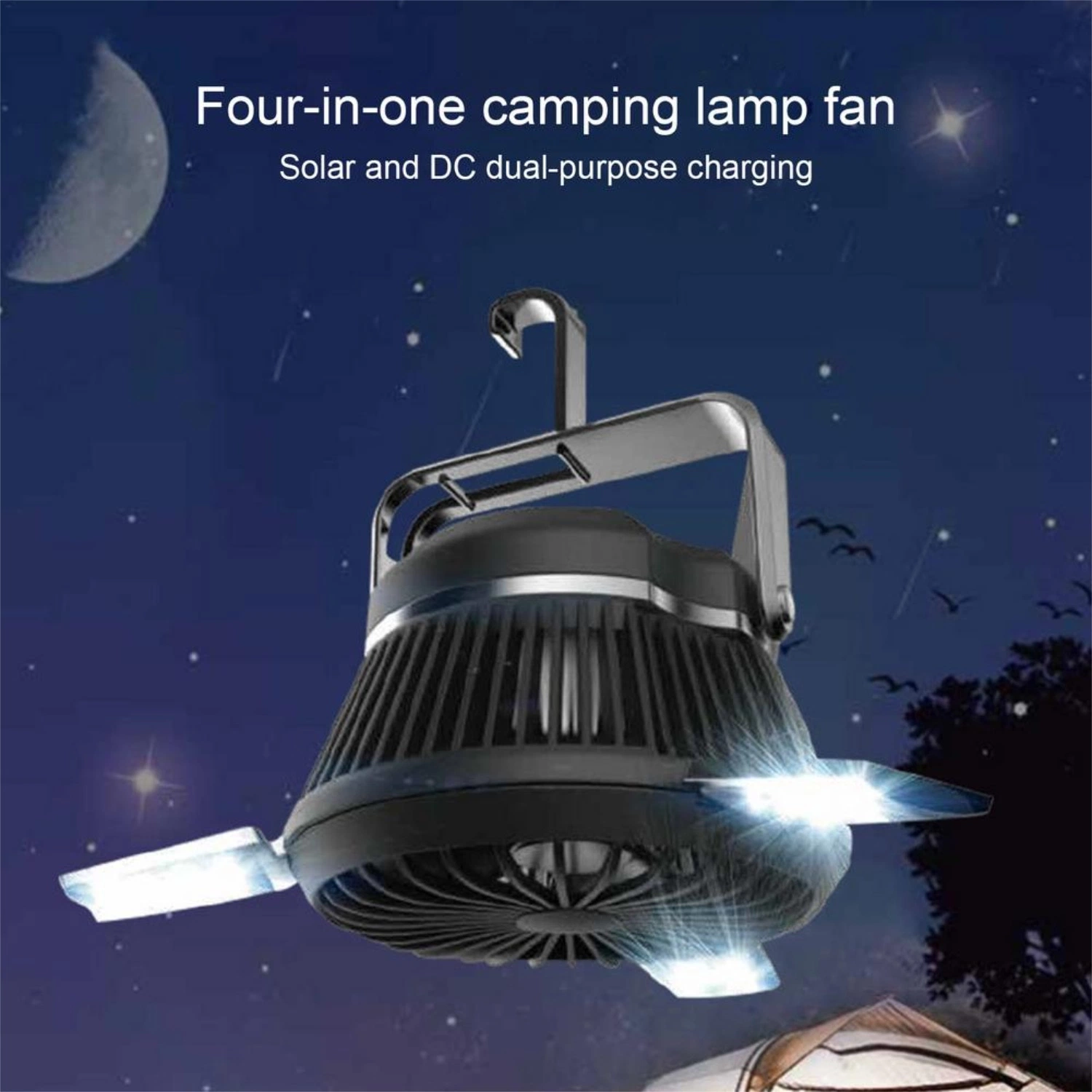 Camping Solar LED ventilador portátil gancho colgando de la luz de la tienda