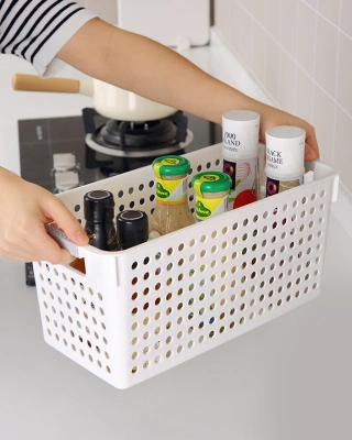 Storage Basket Household Items Kitchen Plastic Organizer with Wheels for Cabinet