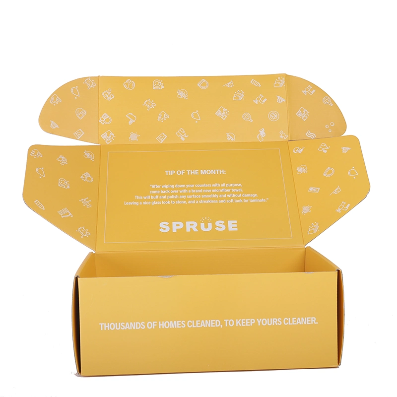 Yellow Corrugated Display Cardboard Gift Cosmetic Packaging Shipping Mailer Storage Thicker Paper Gift Packing Box