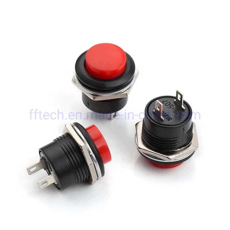 Factory Supply 16mm Pushbutton Switch DIP PCB Red Button off-on Momentary Normally Push Button Switch