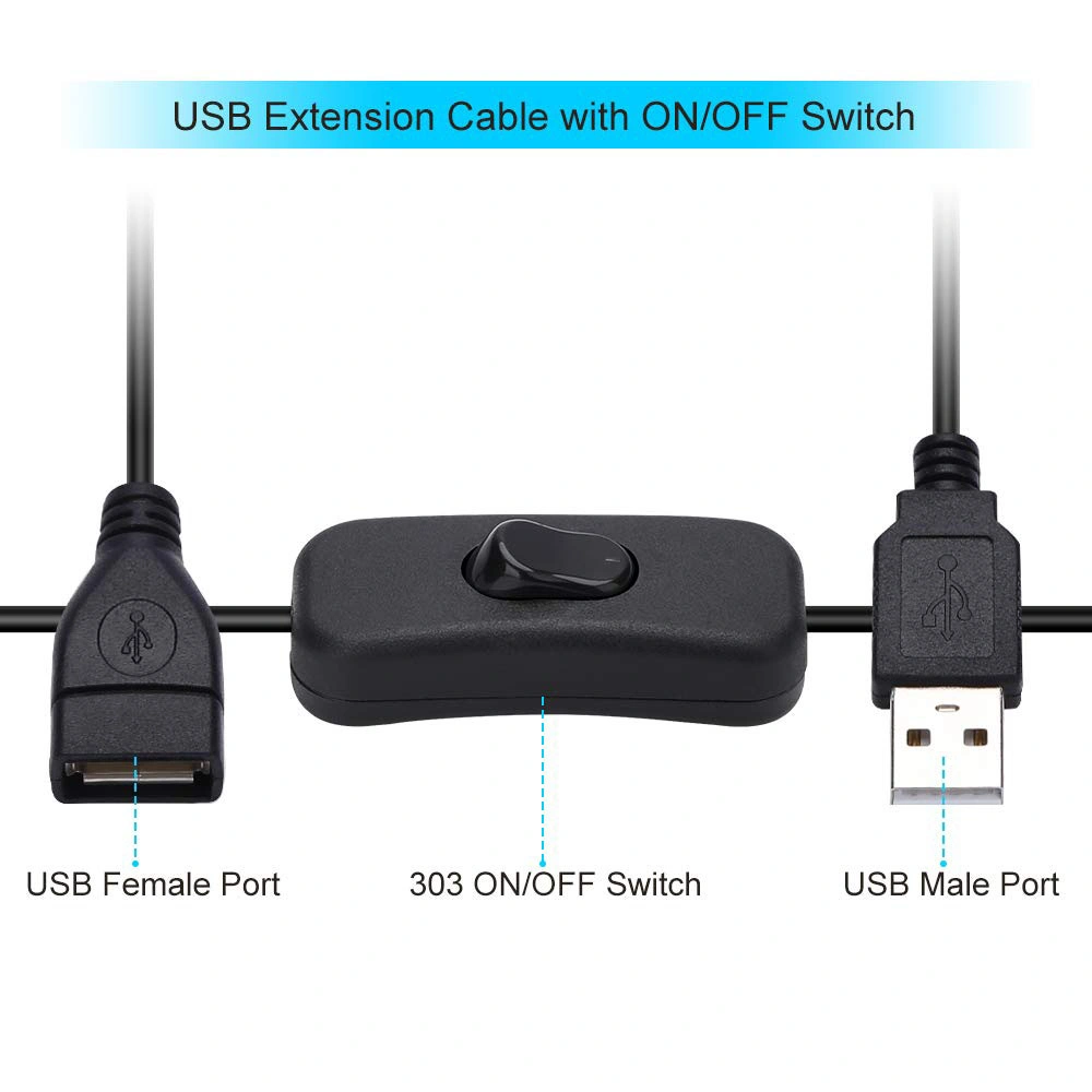 Cable de extensión de conmutador USB tira de LED Unidad de disco duro USB alimentado Lámpara Hub Ventilador Arduino micrófono micrófono Mic Hotspot Webcam